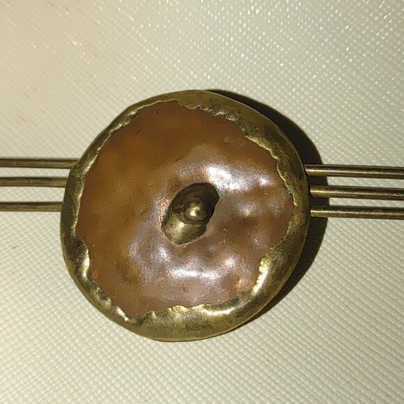 Vintage Copper Brass Brooch Steampunk Abstract Circular Design Artist Abstract - Picture 6 of 11